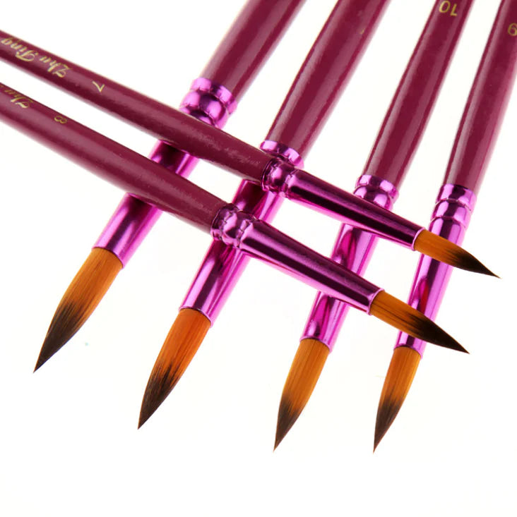 12 Purple Round Oil Paint Brushes & Watercolor Set