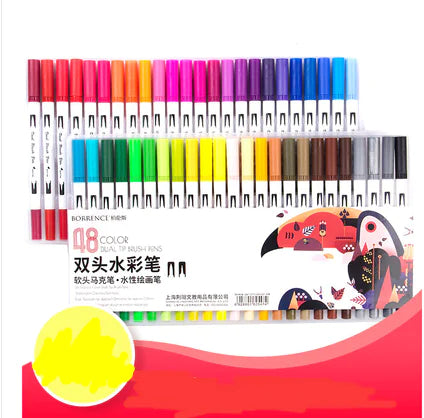 48/72/100 Color Dual-Head Soft Watercolor Pen Set