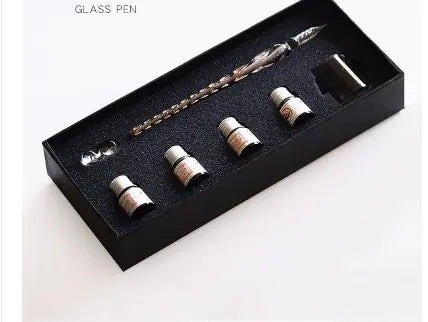 Crystal Glass Dip Pen Set with Ink