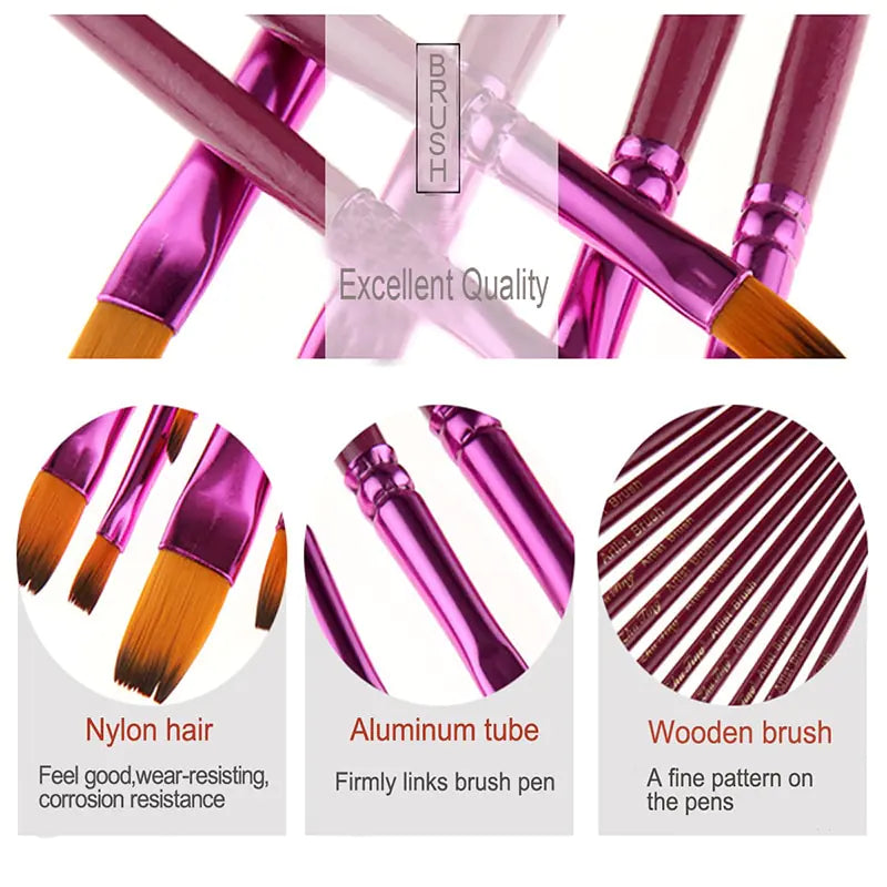 12 Purple Round Oil Paint Brushes & Watercolor Set