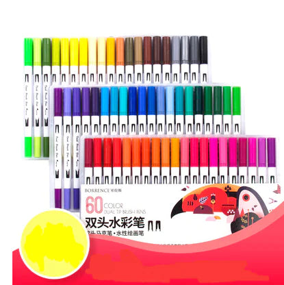 48/72/100 Color Dual-Head Soft Watercolor Pen Set