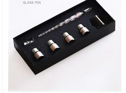 Crystal Glass Dip Pen Set with Ink