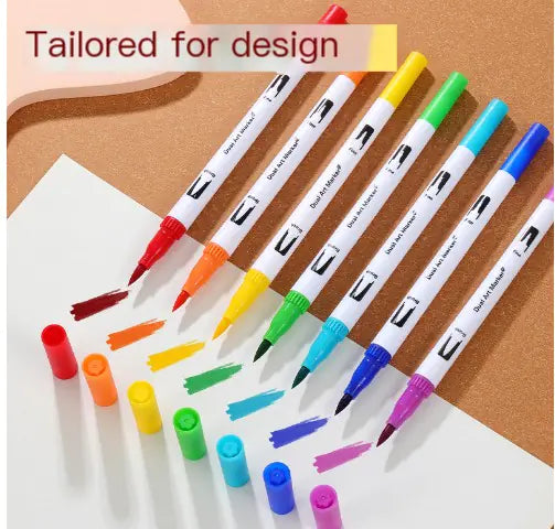 48/72/100 Color Dual-Head Soft Watercolor Pen Set