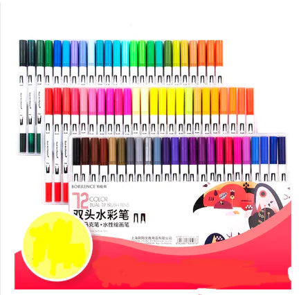 48/72/100 Color Dual-Head Soft Watercolor Pen Set
