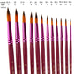 12 Purple Round Oil Paint Brushes & Watercolor Set